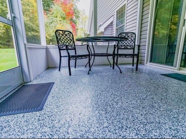 Patio epoxy floor covering
